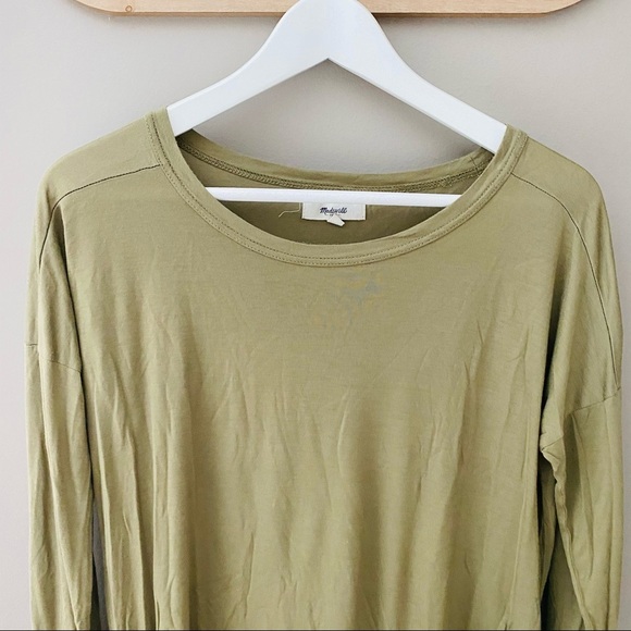 Madewell Long Sleeve Pullover Top Green Sz Small - Picture 2 of 9